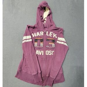 EUC Harley Davidson #03 Zip UP Hooded Sweatshirt Woman MED Purple Plum Y2K